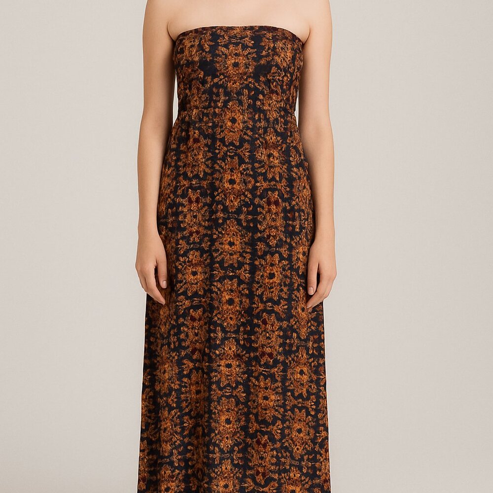 LuLaRoe Strapless Boho Print Maxi Dress - Picture 1 of 4